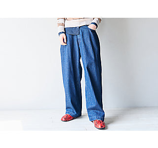 STRIPED DENIM PANTS